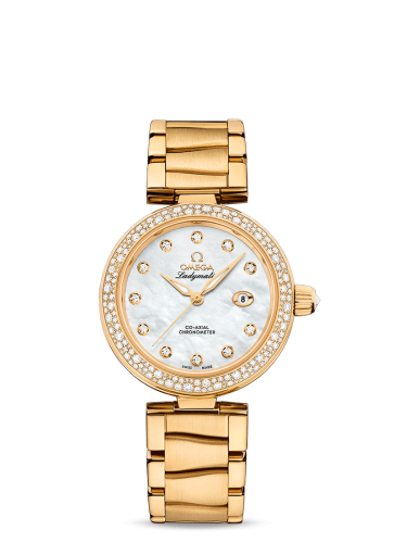 Omega LadyMatic Co-Axial 34 Yellow Gold / Diamond / MOP / Bracelet